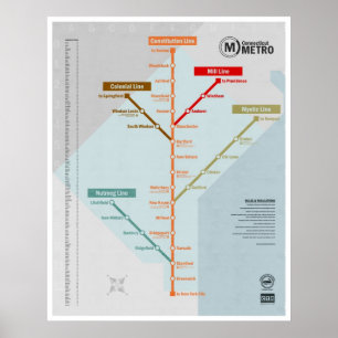 Connecticut Metro Karta Poster