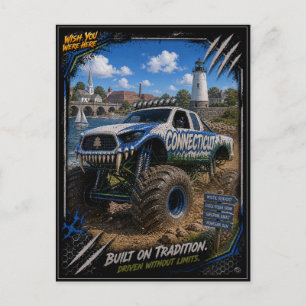 Connecticut Monster Truck Terrängkonst Vykort