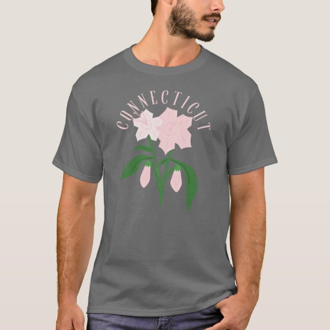 Connecticut MountainLaurel Rosa statliga blommor ö T Shirt (Framsida)