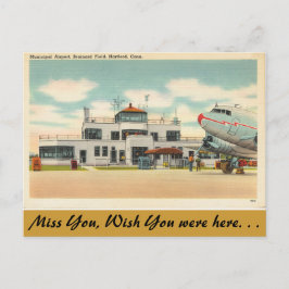 Connecticut, Municipal Airport, Hartford Vykort