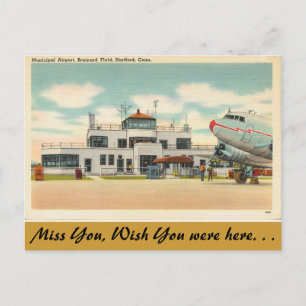 Connecticut, Municipal Airport, Hartford Vykort