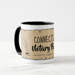 Connecticut Notary Public Rulla Feather Quill Mugg