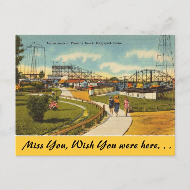 Connecticut, Pleasure Beach, Bridgeport Vykort (Framsida)