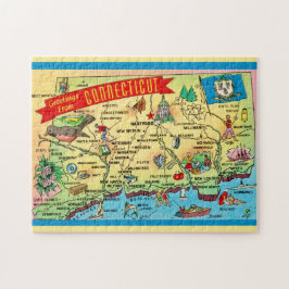 Connecticut Postcard Map 11x14 Pussel