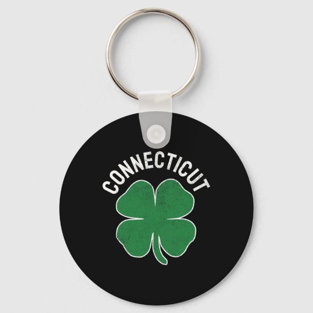 Connecticut Present St. Patrick's Day Shamrock Irl Nyckelring (Framsida)