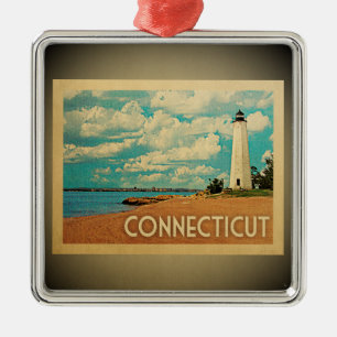 Connecticut prydnadvintage resor julgransprydnad metall