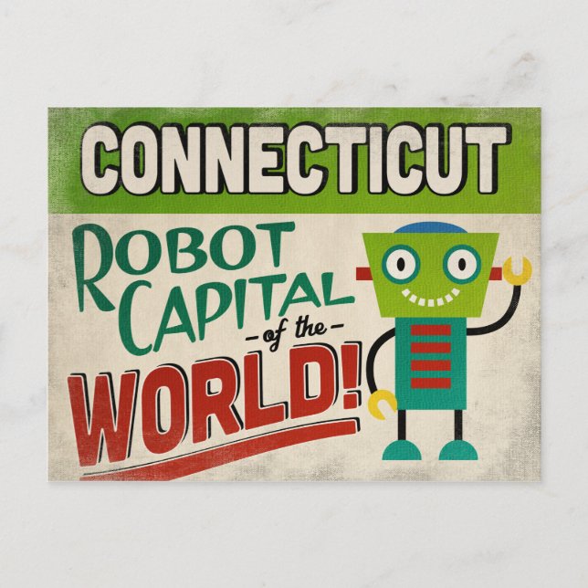 Connecticut Robot - Funny Vintage Vykort (Framsida)