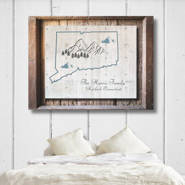 Connecticut Rustic Wood Ram State Canvas Art (Connecticut Rustic Wood-Look Canvas. It's beautiful. It's unique. And it can be personalized!)