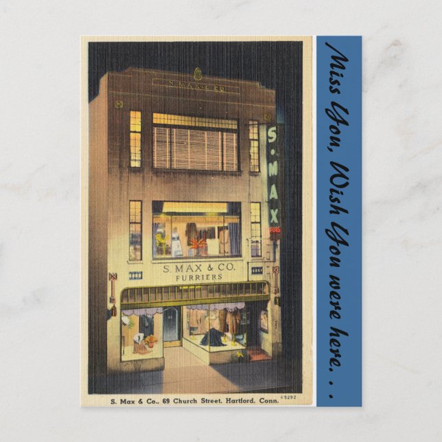 Connecticut, S. Max & Co. Vykort (Framsida)