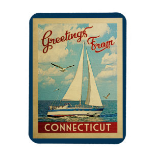 Connecticut segelbåtvintage resor magnet