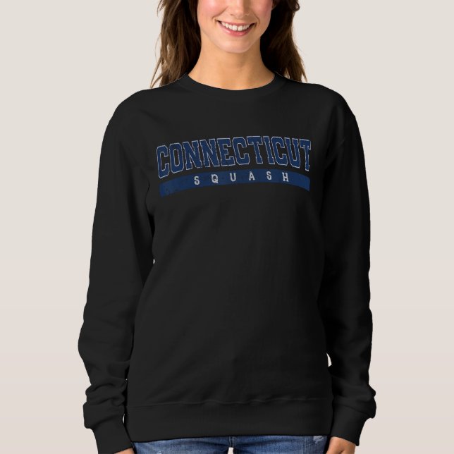 Connecticut Squash Varsity Blue Vintage Text T Shirt (Framsida)
