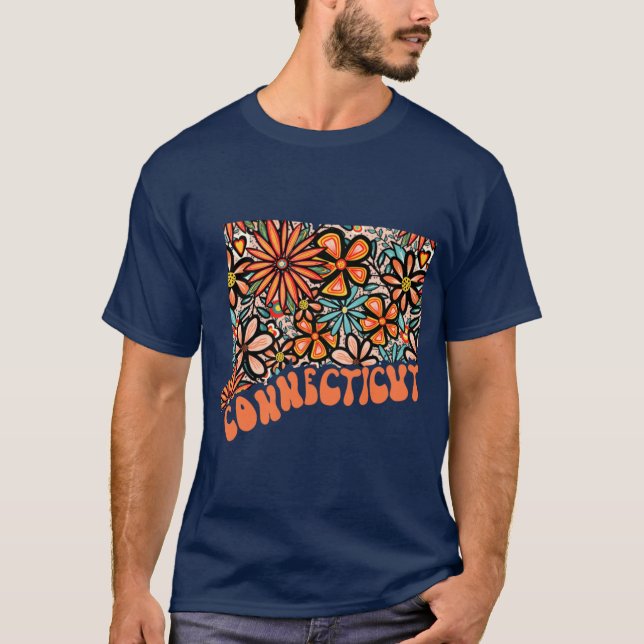 Connecticut State Design Konstnär Designad Illustr T Shirt (Framsida)
