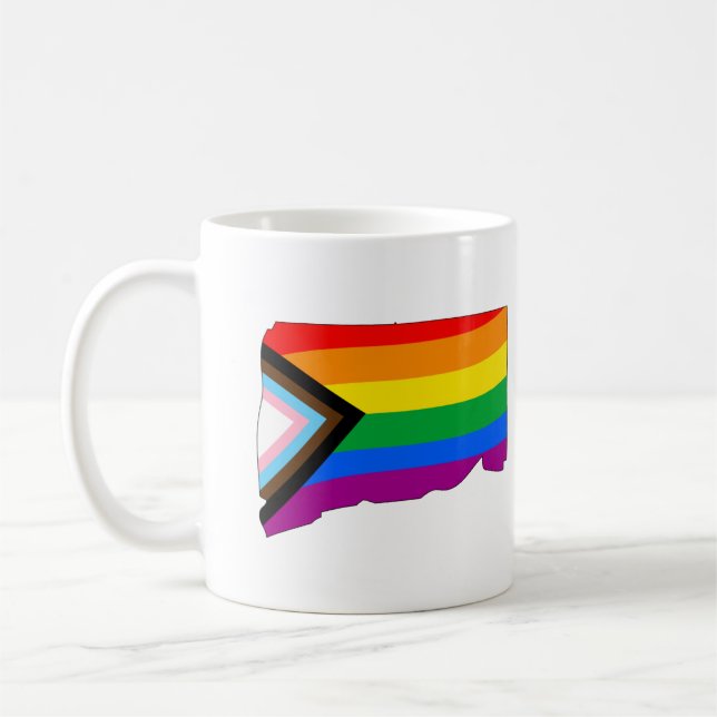 Connecticut State Stolthet HBTQ Progress Stolthet Kaffemugg (Vänster)