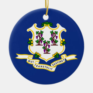 Connecticut Statlig flagga Julgransprydnad Keramik