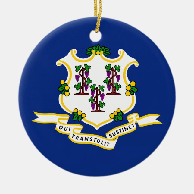 Connecticut Statlig flagga Julgransprydnad Keramik (Framsidan)
