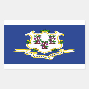 Connecticut Statlig flagga Rektangulärt Klistermärke