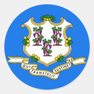 Connecticut Statlig flagga Runt Klistermärke