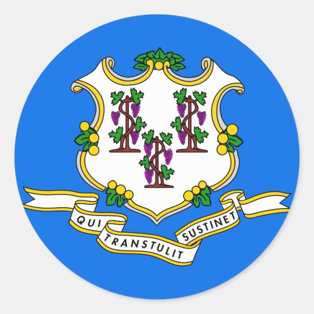 Connecticut Statlig flagga Runt Klistermärke (Framsida)