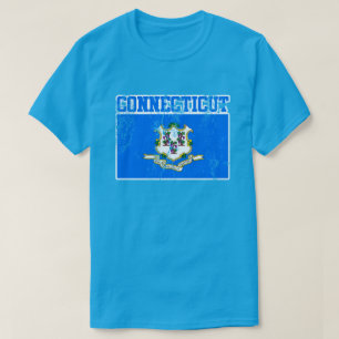 Connecticut Statlig flagga T-Shirt (Disted)