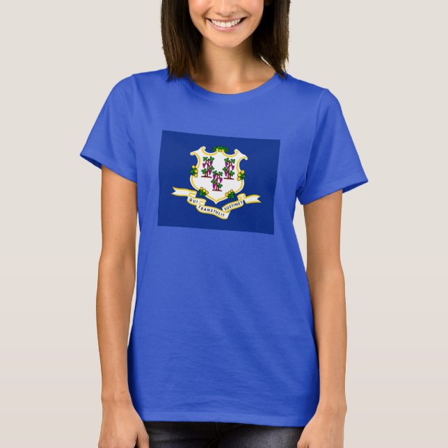 Connecticut statlig flaggadesign tee shirt (Framsida)