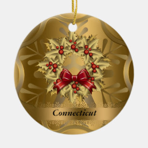 Connecticut statlig julprydnad julgransprydnad keramik