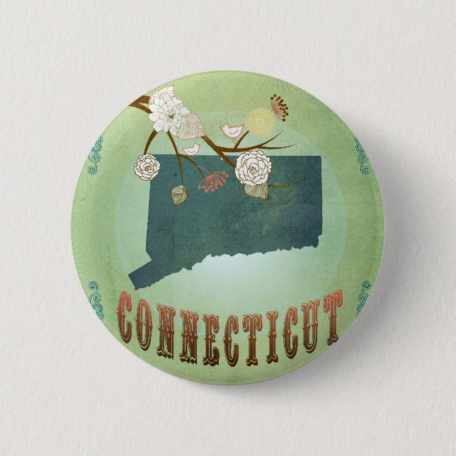 Connecticut statlig karta - grönt knapp (Framsida)