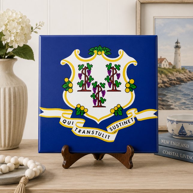 Connecticut statliga flagga kakelplatta (Skapare uppladdad)