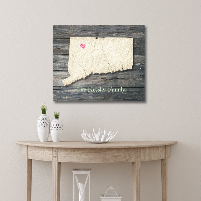 Connecticut Statsöversikt Canvastryck (Personalized Connecticut Wall Art makes a beautiful piece in the foyer!)