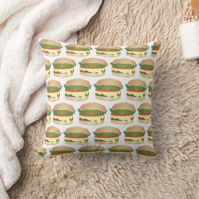 Connecticut Stil Steamed Burger Cheeseburger Kudde (Filt)