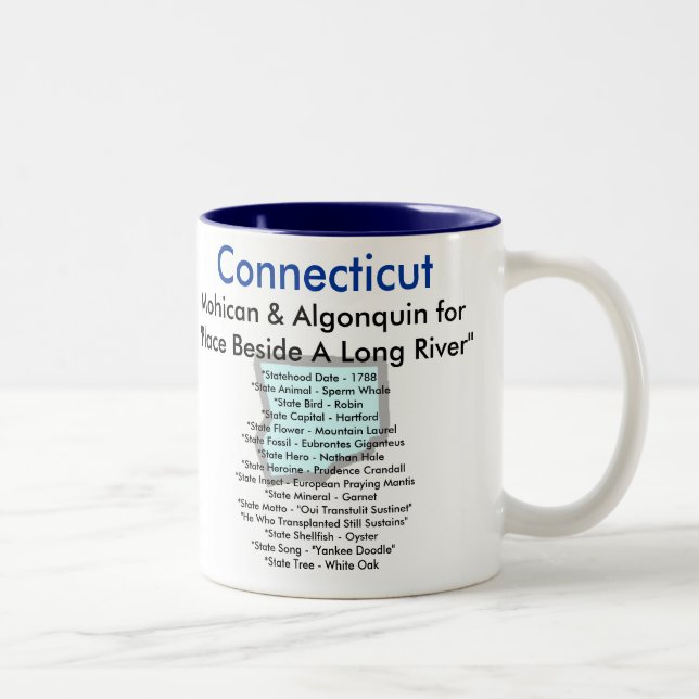 Connecticut symboler & karta Två-Tonad mugg (Höger)