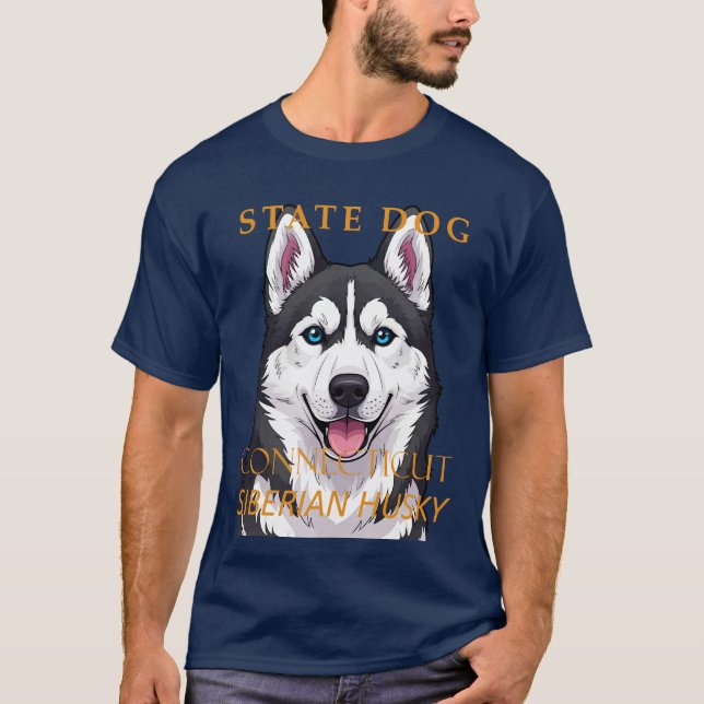 Connecticut Territory Dog Siberian Husky T Shirt (Framsida)