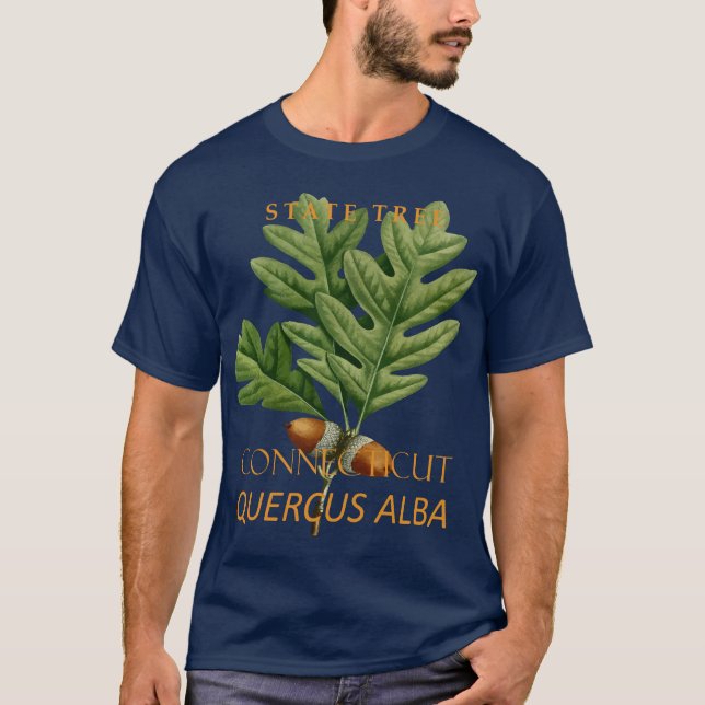 Connecticut Territory Tree Den Vita Eken T Shirt (Framsida)