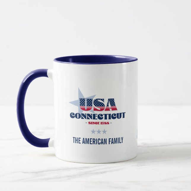 Connecticut USA 1788 Blue Star Personlig mugg (Vänster)