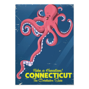 Connecticut USA Bläckfisk vintage resaffisch Fototryck
