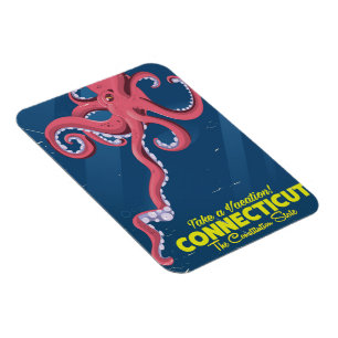 Connecticut USA Bläckfisk vintage resaffisch Magnet
