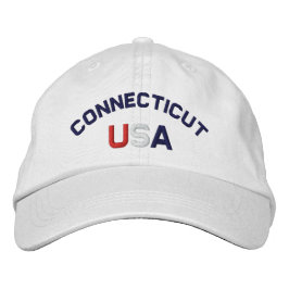 Connecticut USA Embroiderade White Hat Broderad Keps