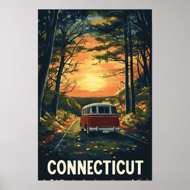 Connecticut USA Konst Vintage Resa Poster (Framsidan)