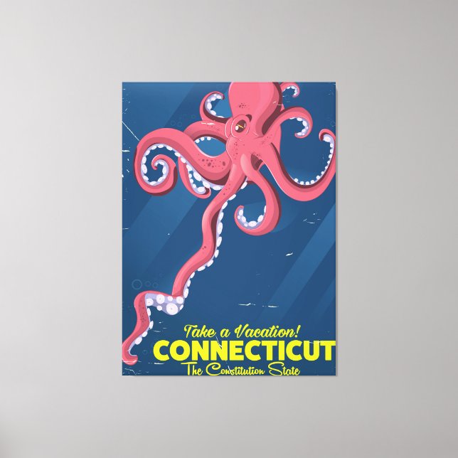 Connecticut USA Octopus vintage resor poster Canvastryck (Framsida)