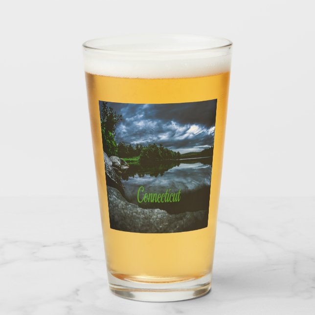 Connecticut Vackra sjö Träd Glaskopp (Framsida fylld)