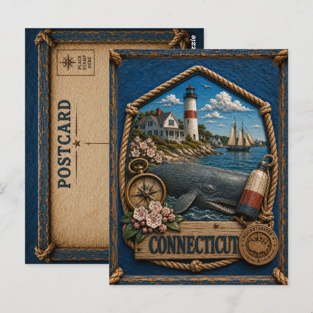 Connecticut Vintage Resa Vykort (Fram/baksida)