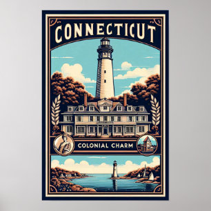Connecticut Vintage Resemål Poster