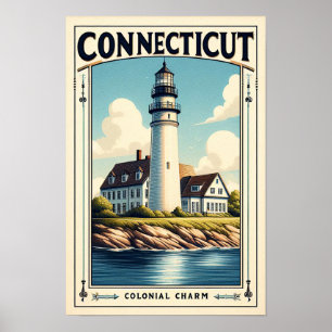 Connecticut Vintage Resemålningaffisch Poster