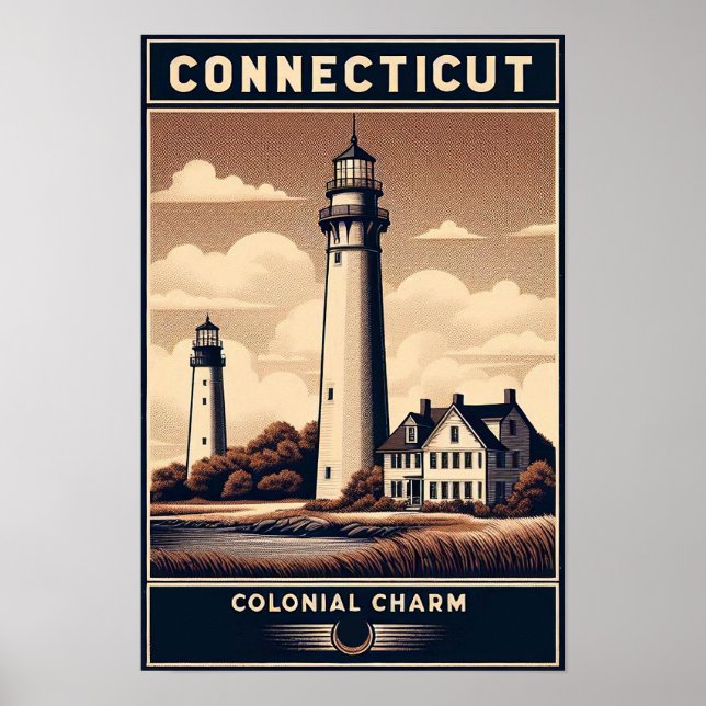 Connecticut Vintage Resoraffisch Poster (Framsidan)