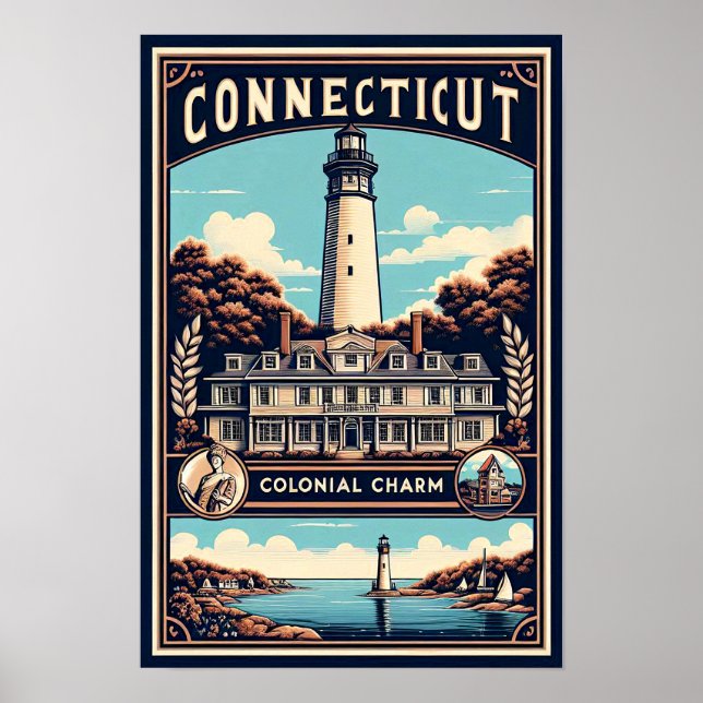 Connecticut Vintage Travel Poster (Framsidan)