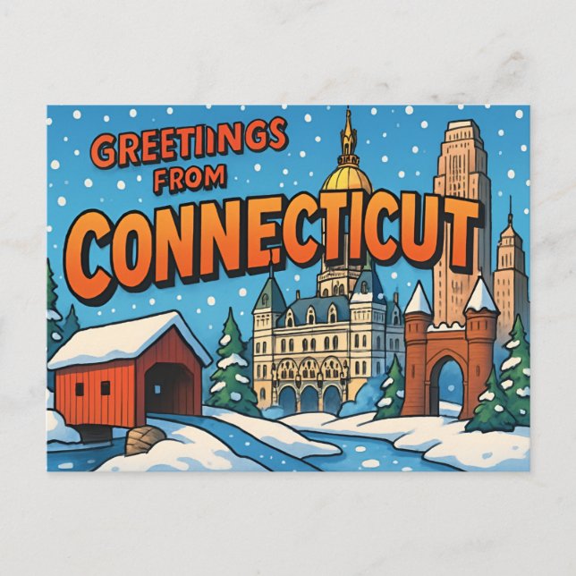 CONNECTICUT vykort (Framsida)