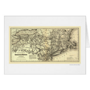 Connecticut & western järnvägkarta 1871 hälsningskort