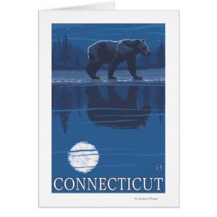 ConnecticutBear i månsken Hälsningskort