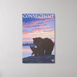 ConnecticutBear och unge Canvastryck