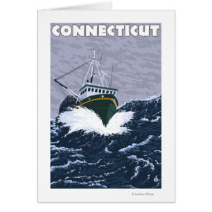 ConnecticutCrab Fishing Boat Scene Hälsningskort