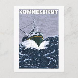 ConnecticutCrab Fishing Boat Scene Vykort